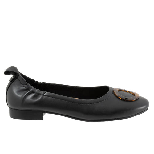 Trotters Gia Ornament T2324-001 Womens Black Leather Ballet Flats Shoes