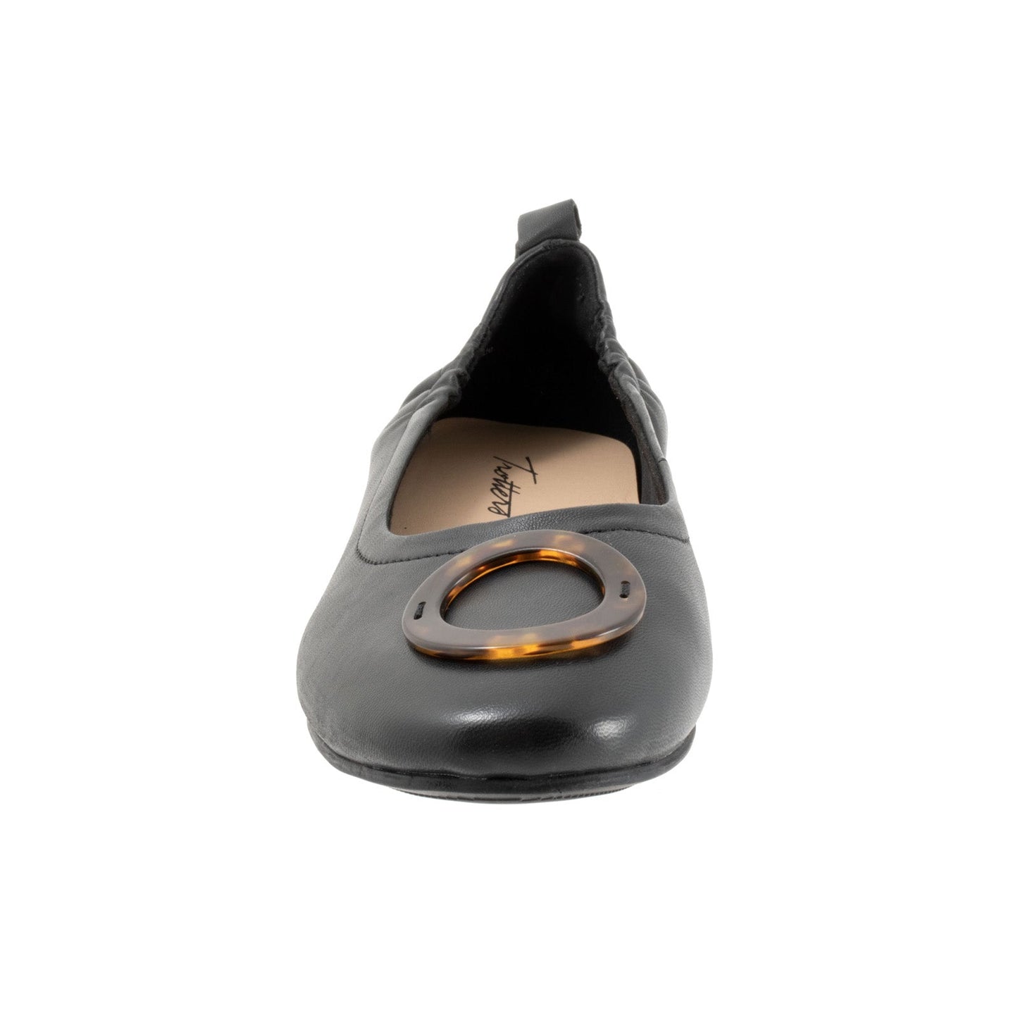 Trotters Gia Ornament T2324-001 Womens Black Leather Ballet Flats Shoes
