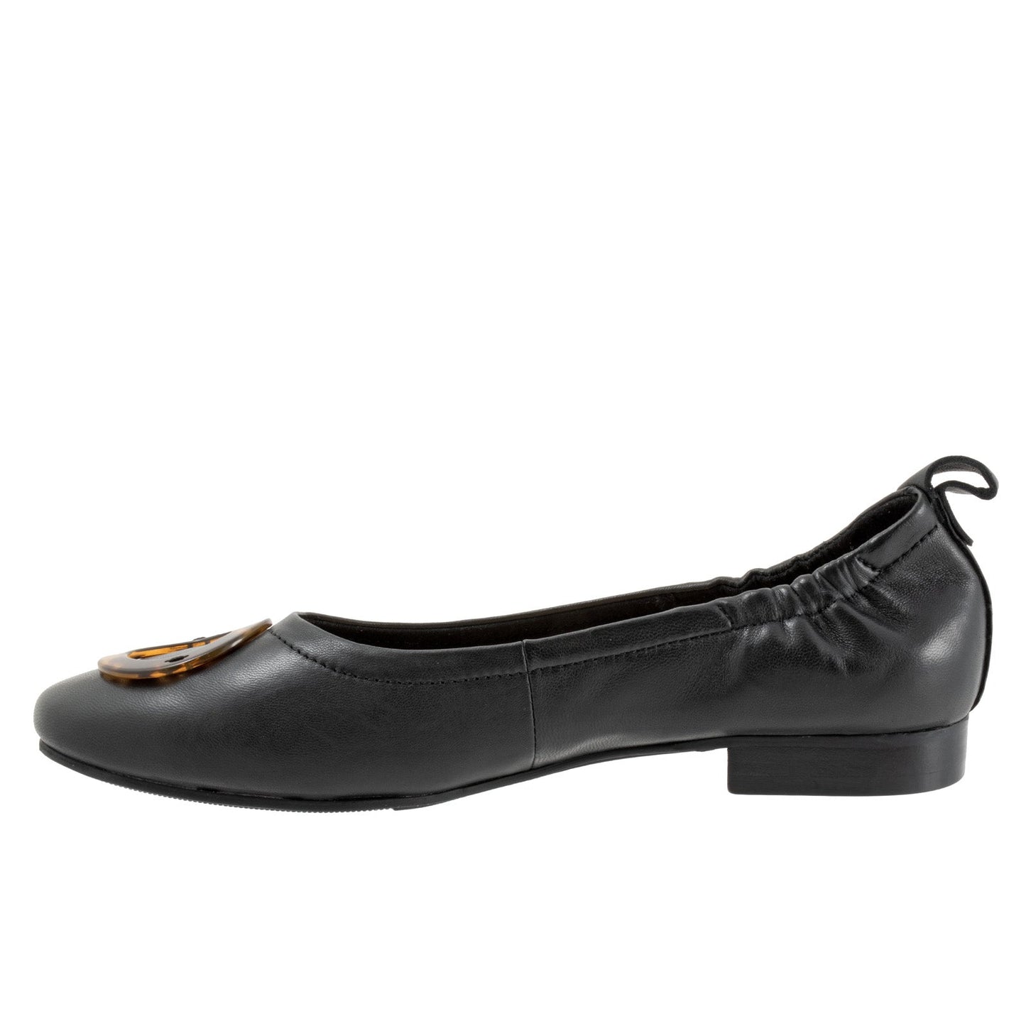 Trotters Gia Ornament T2324-001 Womens Black Leather Ballet Flats Shoes