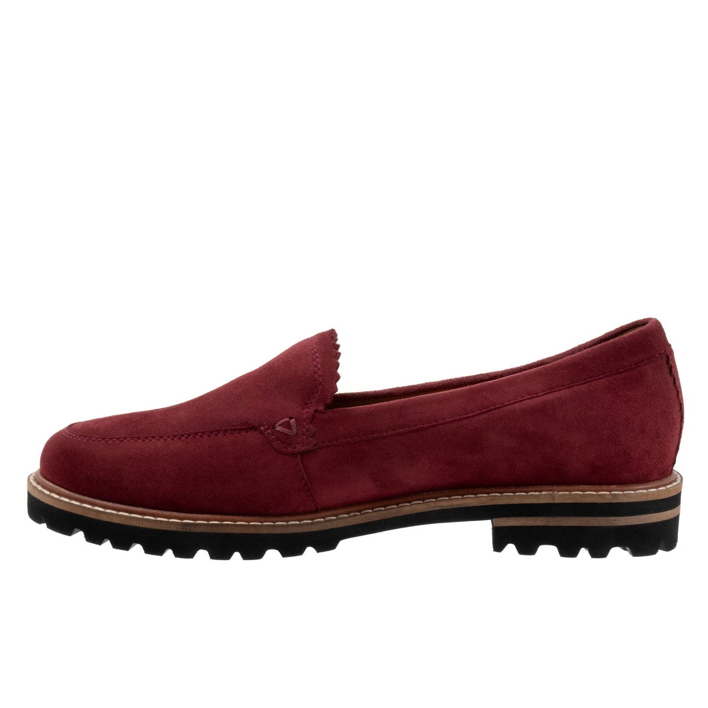 Trotters Fayth T2359-647 Womens Red Suede Slip On Loafer Flats Shoes
