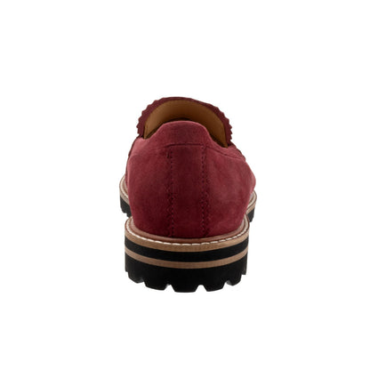 Trotters Fayth T2359-647 Womens Red Suede Slip On Loafer Flats Shoes