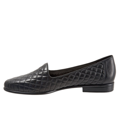 Trotters Liz T5158-015 Womens Black Narrow Leather Loafer Flats Shoes