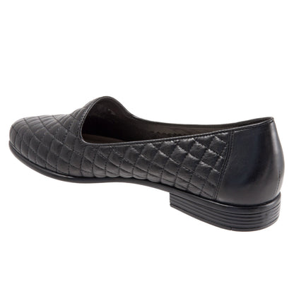 Trotters Liz T5158-015 Womens Black Narrow Leather Loafer Flats Shoes