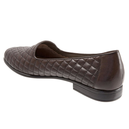 Trotters Liz T5158-235 Womens Brown Wide Leather Slip On Loafer Flats Shoes