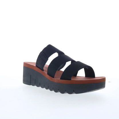 Fly London Yian YIAN845FLY-000 Womens Black Leather Wedges Sandals Shoes
