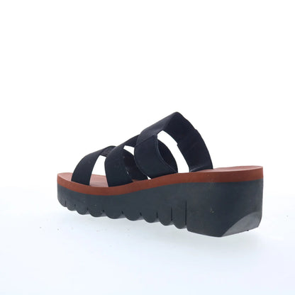 Fly London Yian YIAN845FLY-000 Womens Black Leather Wedges Sandals Shoes