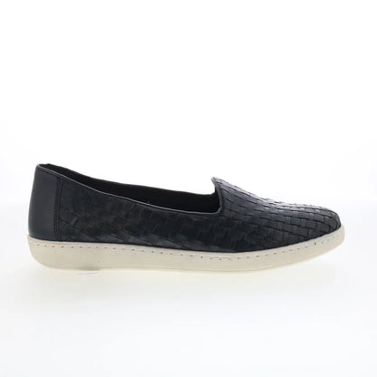 Trotters Adelina T2300-001 Womens Black Leather Slip On Loafer Flats Shoes