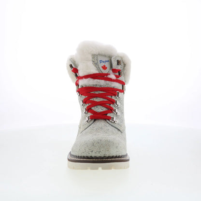 Pajar Alissa 51369 Womens White Synthetic Lace Up Ankle & Booties Boots
