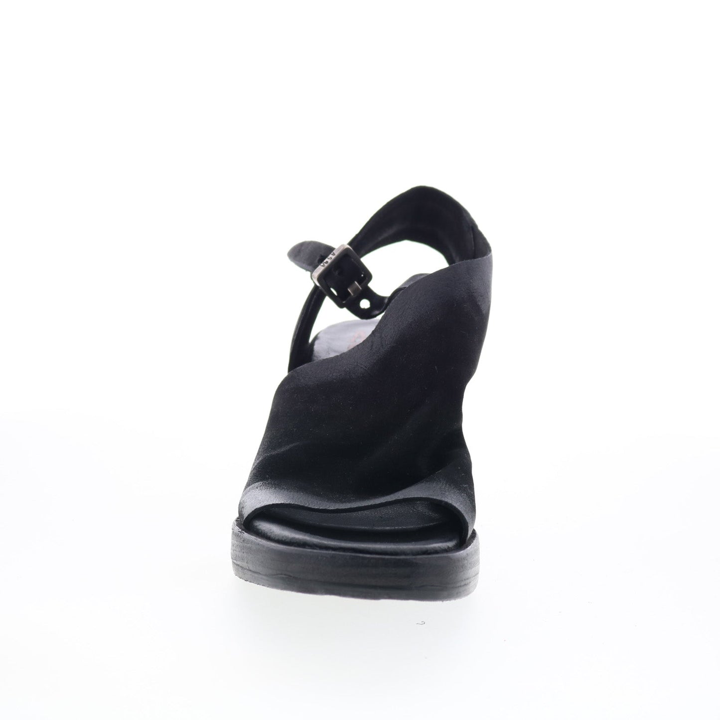 A.S. 98 Aston Womens Black Leather Hook & Loop Heeled Sandals Shoes