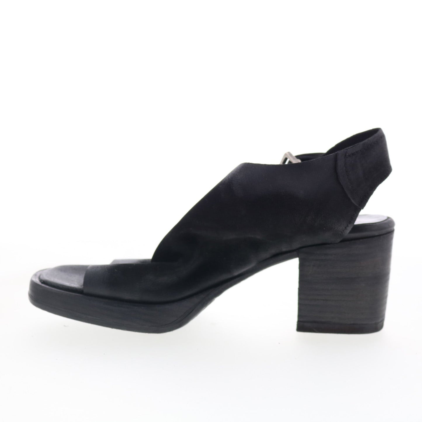 A.S. 98 Aston Womens Black Leather Hook & Loop Heeled Sandals Shoes