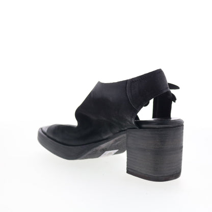 A.S. 98 Aston Womens Black Leather Hook & Loop Heeled Sandals Shoes