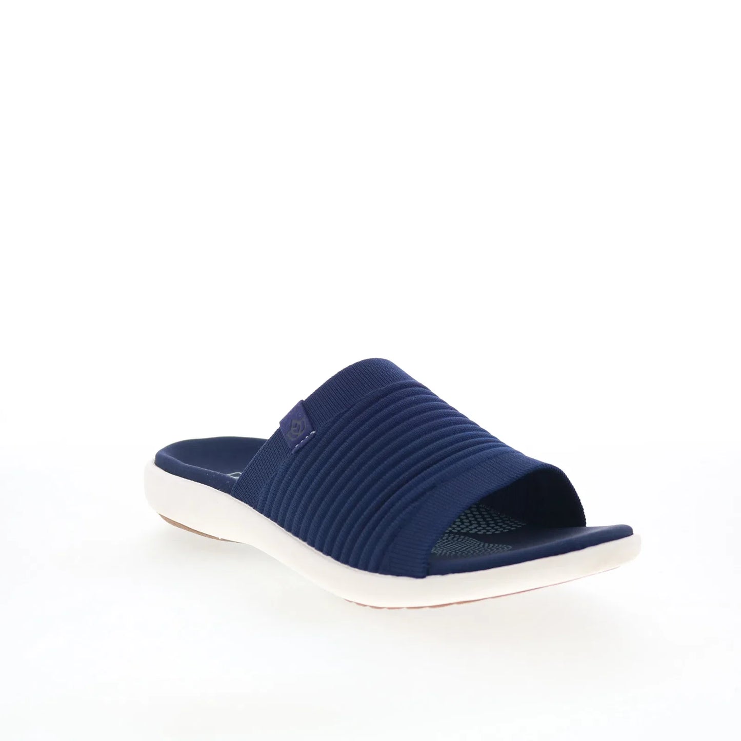 Spenco Astoria Slide SP1016PBL Womens Blue Canvas Slides Sandals Shoes