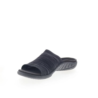 Spenco Astoria Slide SP1016BLK Womens Black Canvas Slides Sandals Shoes
