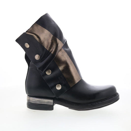 A.S. 98 Atwell Womens Black Leather Zipper Casual Dress Boots