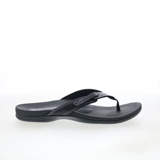 Spenco Ava SP1137BLK Womens Black Leather Slip On Flip-Flops Sandals Shoes
