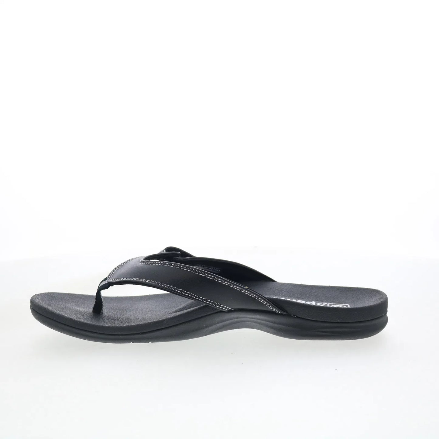 Spenco Ava SP1137BLK Womens Black Leather Slip On Flip-Flops Sandals Shoes