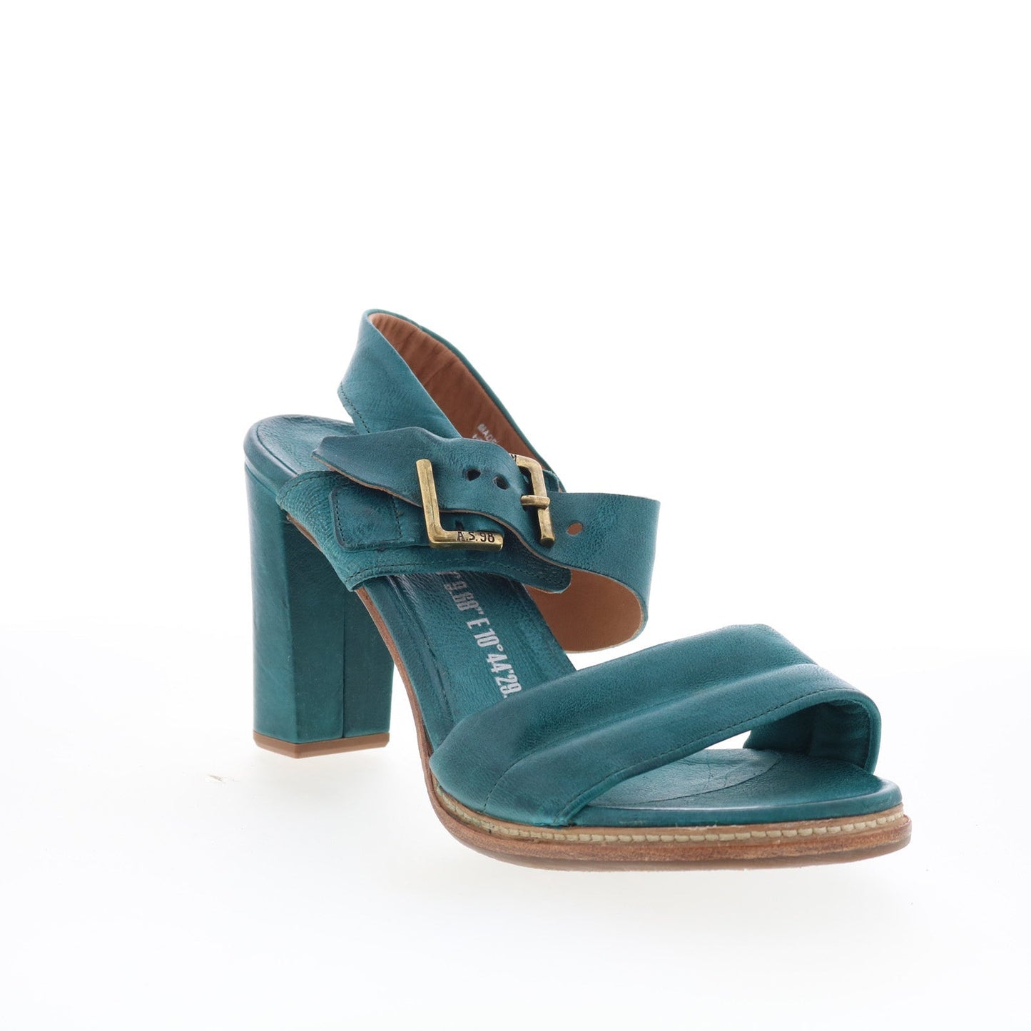 A.S. 98 Barnett Womens Green Leather Hook & Loop Heeled Sandals Shoes
