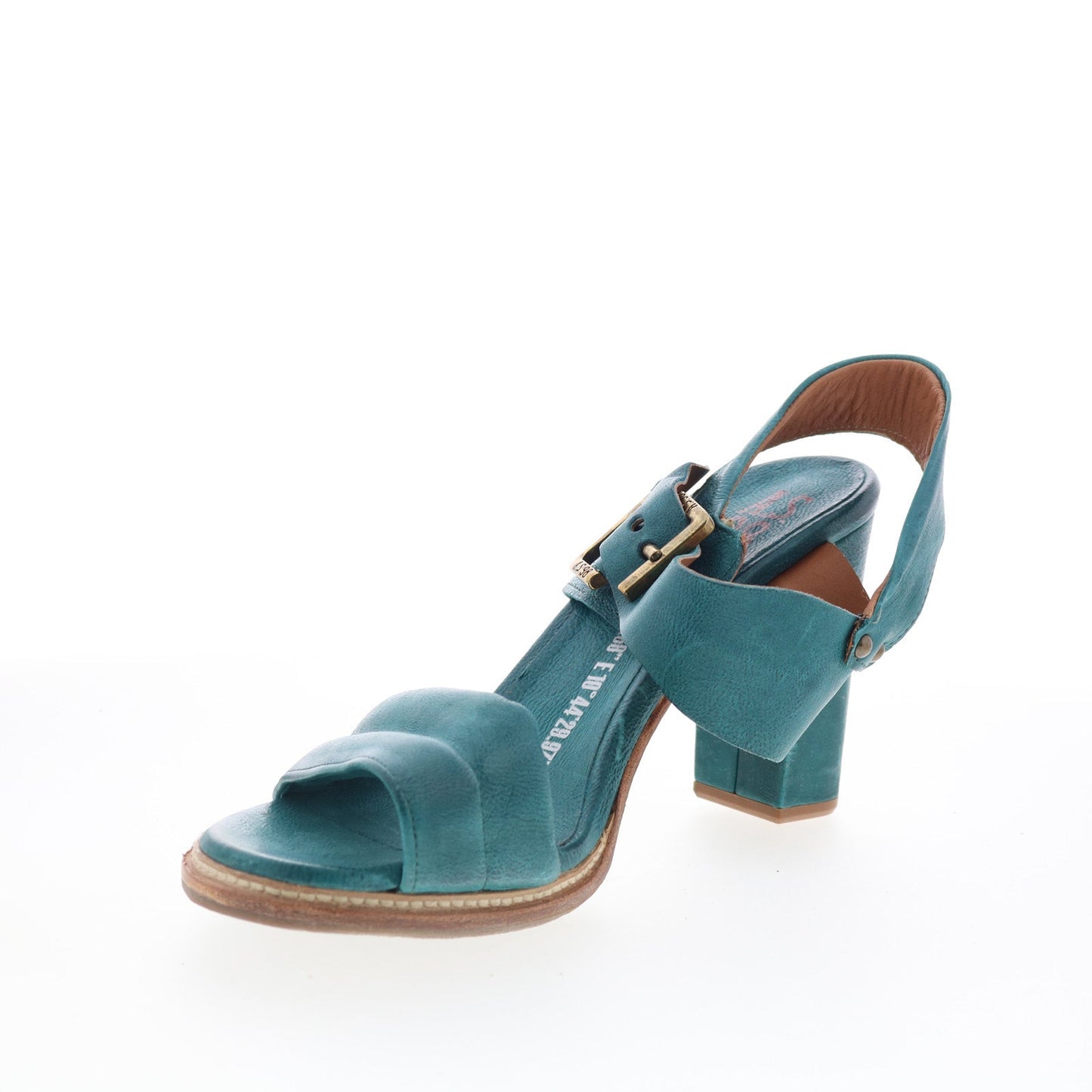 A.S. 98 Barnett Womens Green Leather Hook & Loop Heeled Sandals Shoes