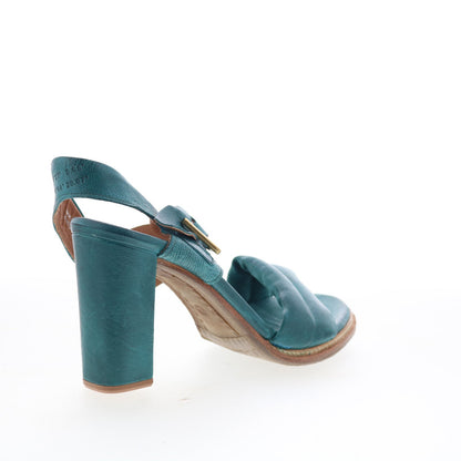 A.S. 98 Barnett Womens Green Leather Hook & Loop Heeled Sandals Shoes
