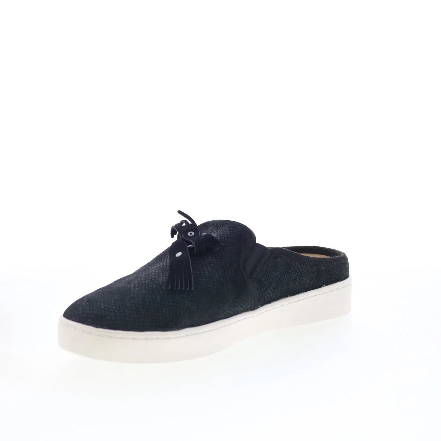 Spenco Bindie Slide SP1040BLK Womens Black Leather Clogs Slippers Shoes