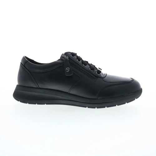 Revere Boston Womens Black Leather Lace Up Lifestyle Sneakers Shoes