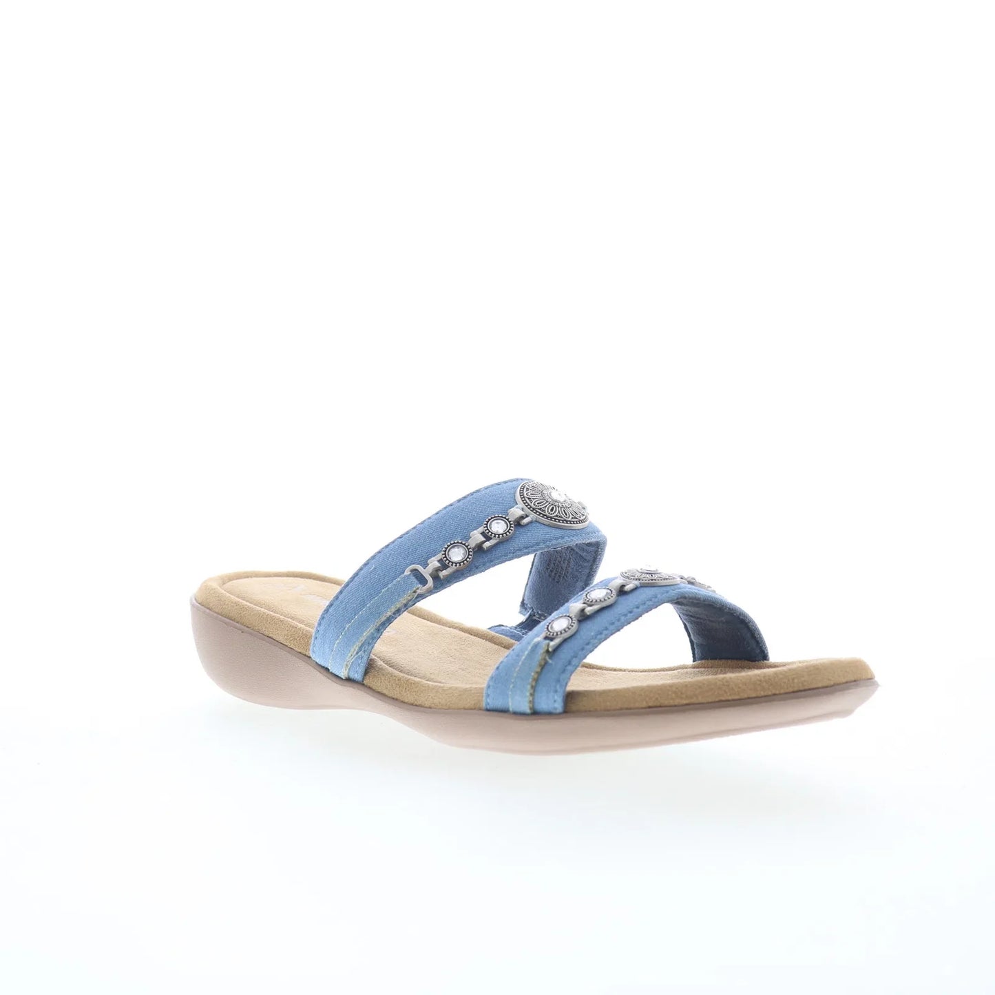 Minnetonka Brenn 5914466 Womens Blue Canvas Slides Sandals Shoes