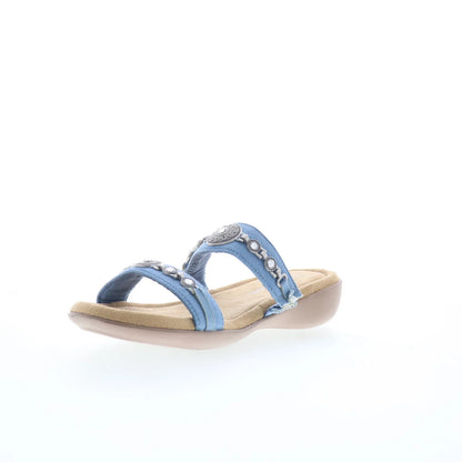 Minnetonka Brenn 5914466 Womens Blue Canvas Slides Sandals Shoes