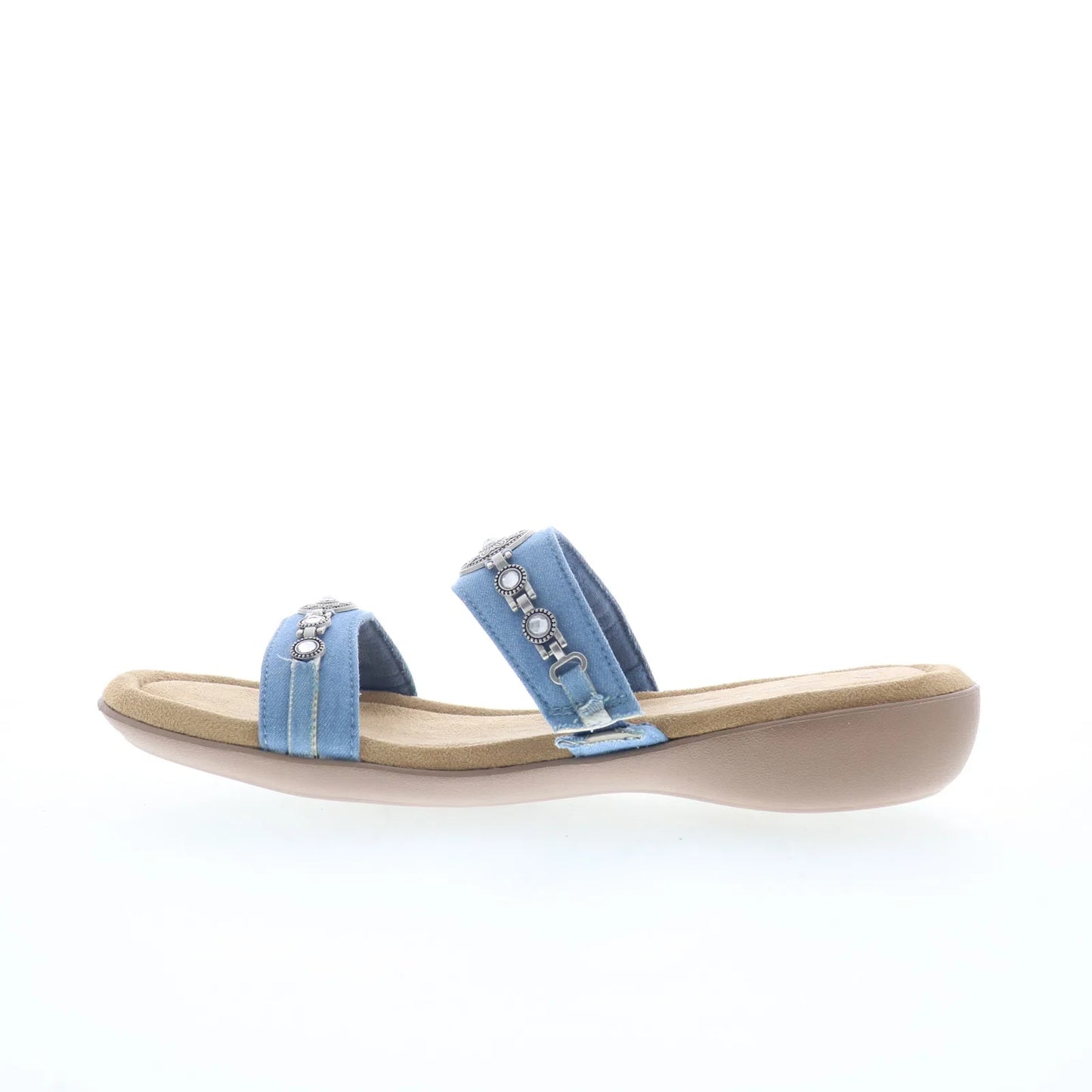 Minnetonka Brenn 5914466 Womens Blue Canvas Slides Sandals Shoes