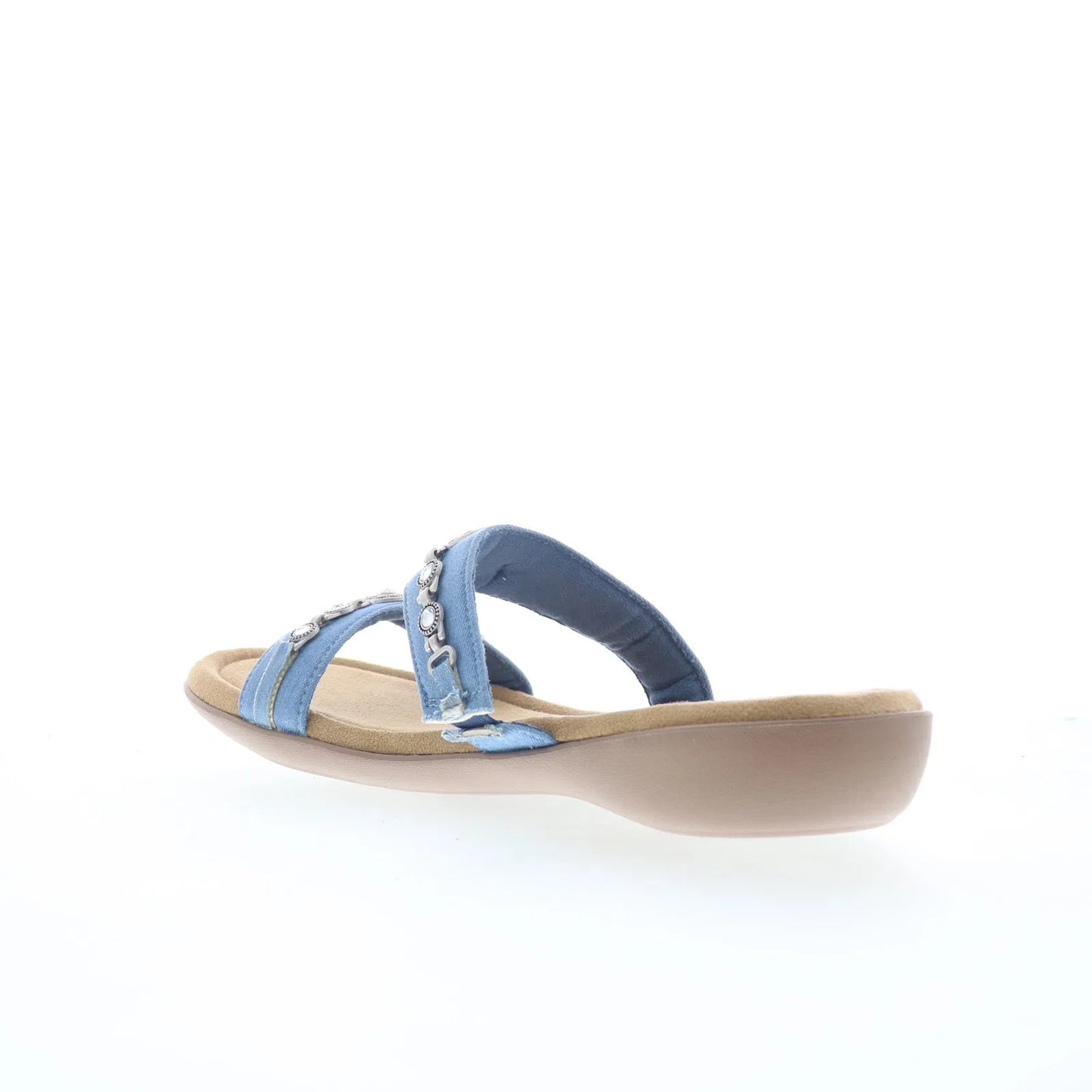 Minnetonka Brenn 5914466 Womens Blue Canvas Slides Sandals Shoes