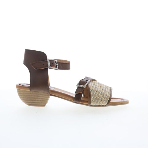 Miz Mooz Chaise Womens Brown Leather Hook & Loop Heeled Sandals Shoes