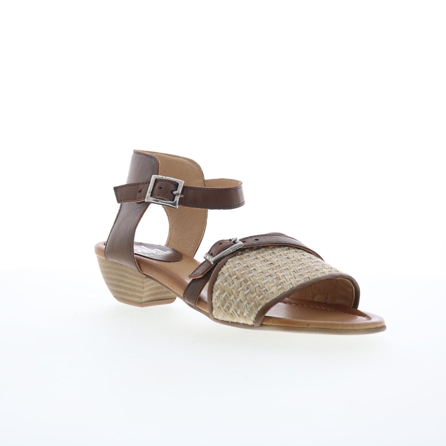 Miz Mooz Chaise Womens Brown Leather Hook & Loop Heeled Sandals Shoes