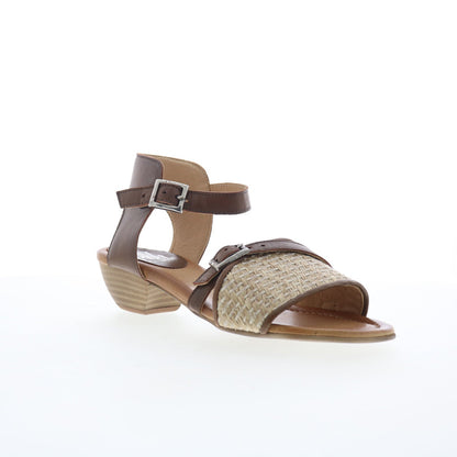 Miz Mooz Chaise Womens Brown Leather Hook & Loop Heeled Sandals Shoes
