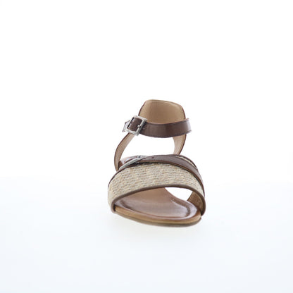 Miz Mooz Chaise Womens Brown Leather Hook & Loop Heeled Sandals Shoes