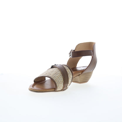 Miz Mooz Chaise Womens Brown Leather Hook & Loop Heeled Sandals Shoes