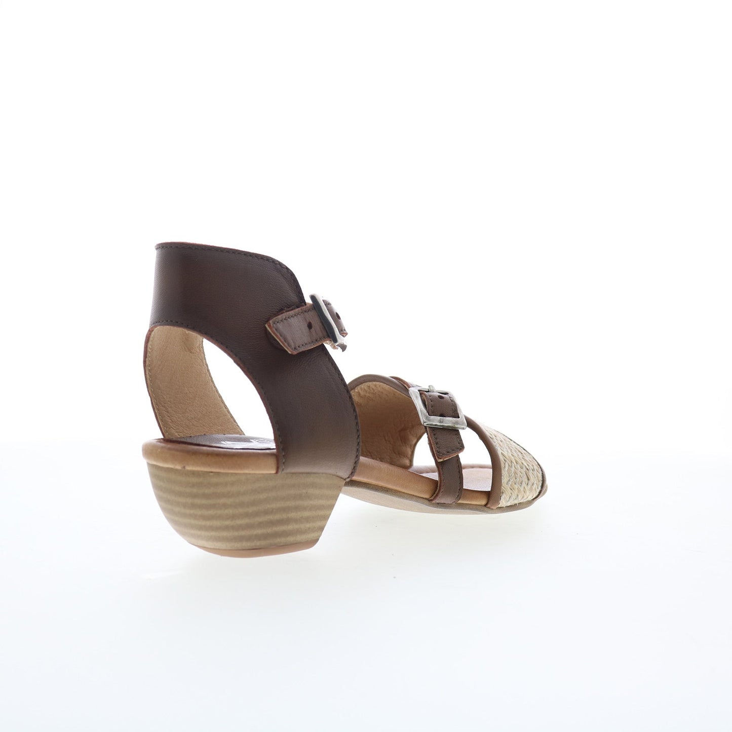 Miz Mooz Chaise Womens Brown Leather Hook & Loop Heeled Sandals Shoes