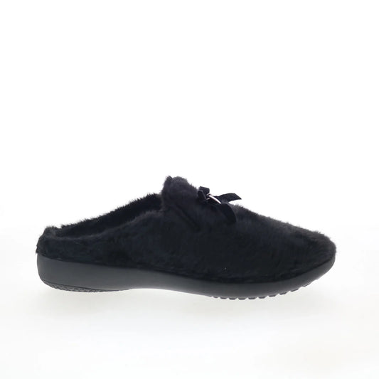 Spenco Charm Slipper SP1195BLK Womens Black Wide Canvas Clogs Slippers Shoes