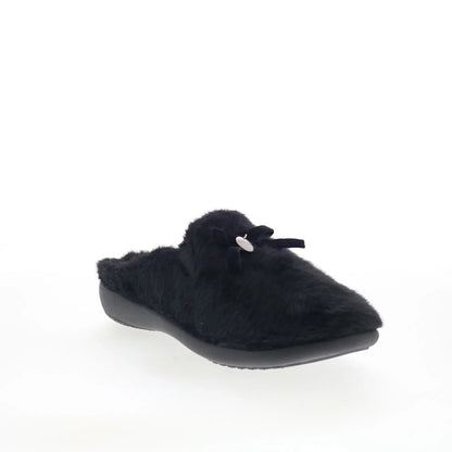 Spenco Charm Slipper SP1195BLK Womens Black Wide Canvas Clogs Slippers Shoes