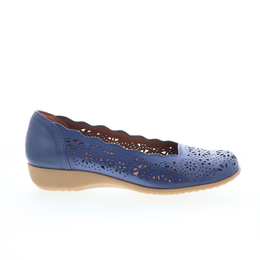 Cobb Hill Rory CHRORY Womens Blue Leather Slip On Ballet Flats Shoes