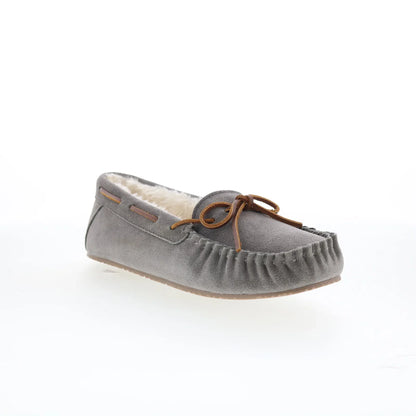 Minnetonka Comfy Moc 40190 Womens Gray Suede Loafer Slippers Shoes
