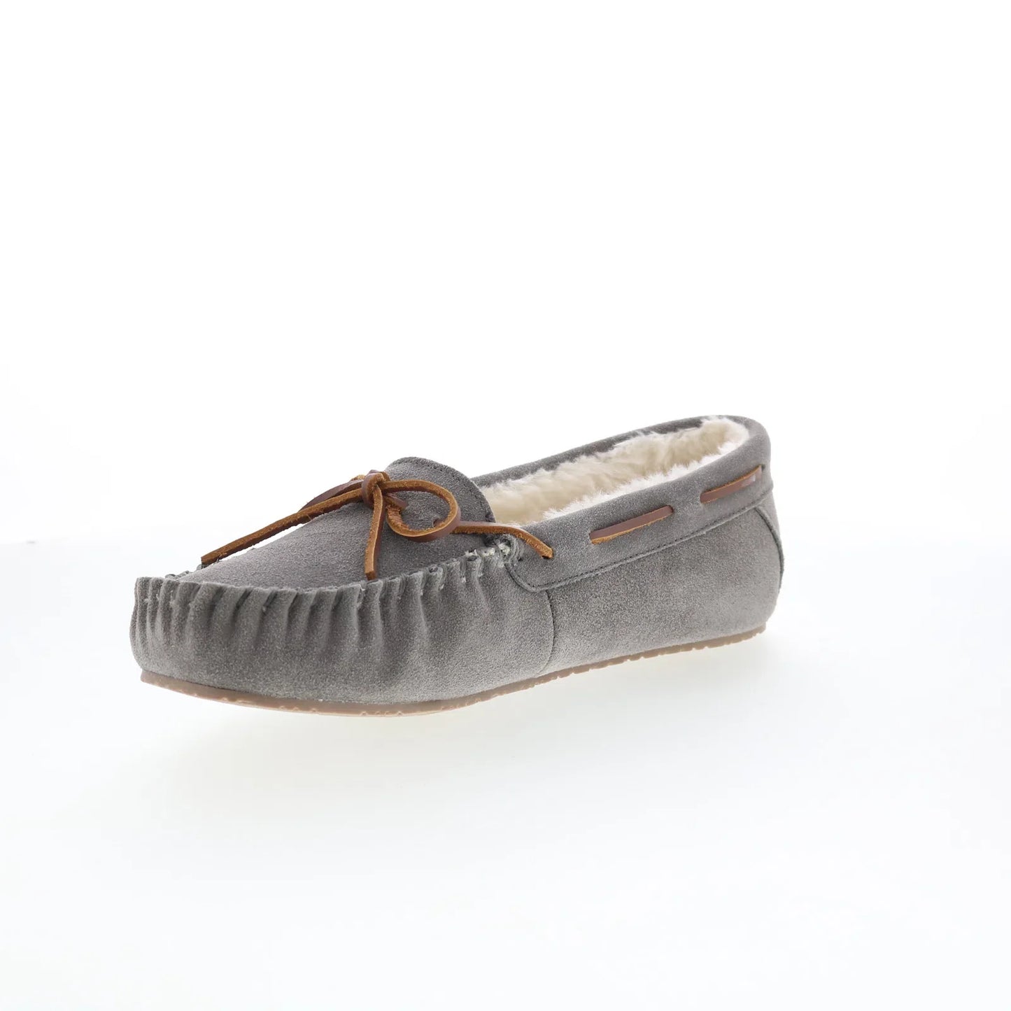 Minnetonka Comfy Moc 40190 Womens Gray Suede Loafer Slippers Shoes