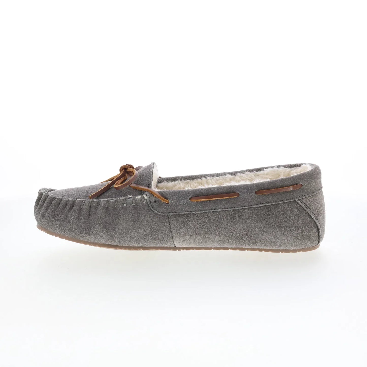 Minnetonka Comfy Moc 40190 Womens Gray Suede Loafer Slippers Shoes
