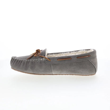 Minnetonka Comfy Moc 40190 Womens Gray Suede Loafer Slippers Shoes