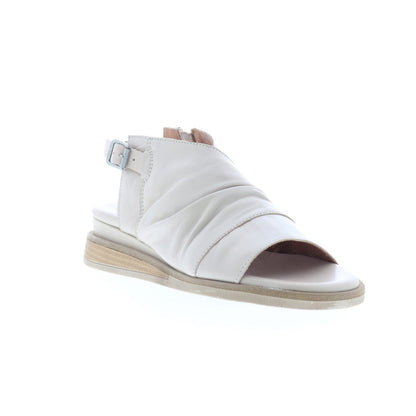 Miz Mooz Conor Womens Beige Leather Zipper Slingback Sandals Shoes