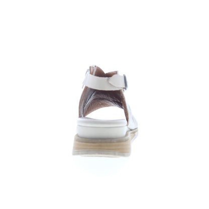Miz Mooz Conor Womens Beige Leather Zipper Slingback Sandals Shoes