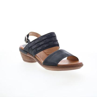 Miz Mooz Constance Womens Black Leather Hook & Loop Strap Sandals Shoes