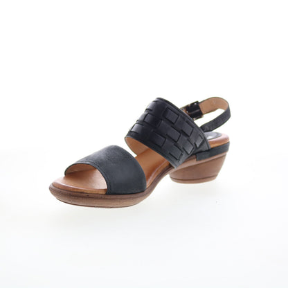 Miz Mooz Constance Womens Black Leather Hook & Loop Strap Sandals Shoes