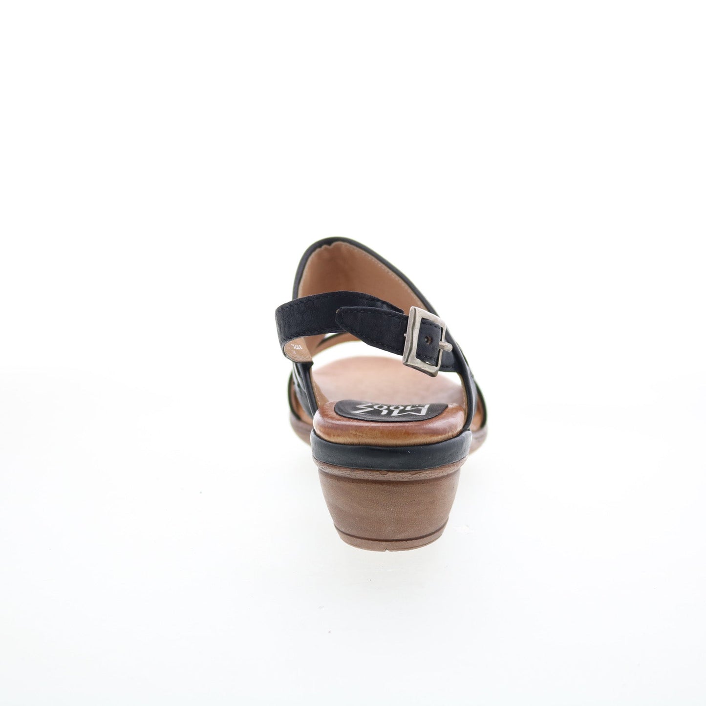 Miz Mooz Constance Womens Black Leather Hook & Loop Strap Sandals Shoes