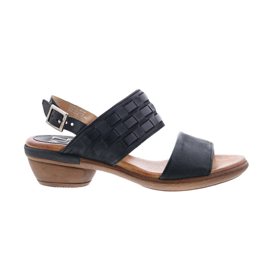 Miz Mooz Constance Womens Black Leather Hook & Loop Strap Sandals Shoes