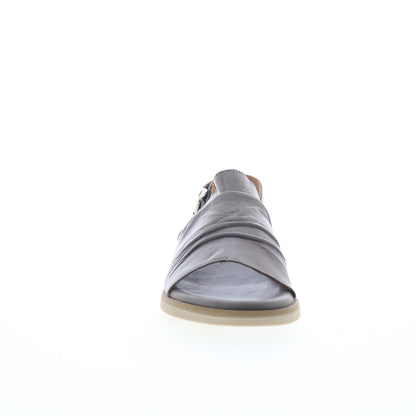 Miz Mooz Cornwall Womens Gray Leather Hook & Loop Strap Sandals Shoes