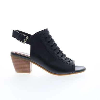 Comfortiva Alanna CT0010301 Womens Black Wide Leather Heeled Sandals Shoes